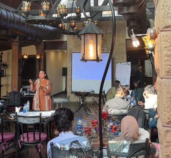 One of the two group-wide seminars, cohort seated